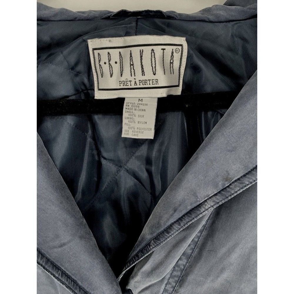 BB Dakota Pret A Porter 100% Silk Hooded Jacket Blue Lightweight Outerwear-M - Picture 5 of 6